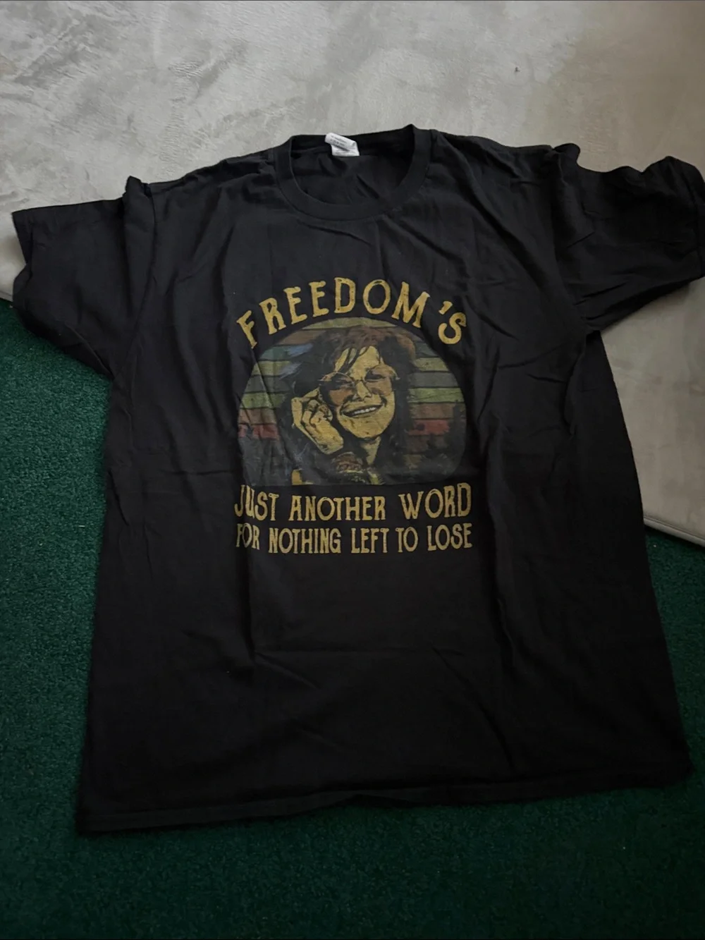 Janis Joplin Freedom's Graphic Black Men's T-Shirt